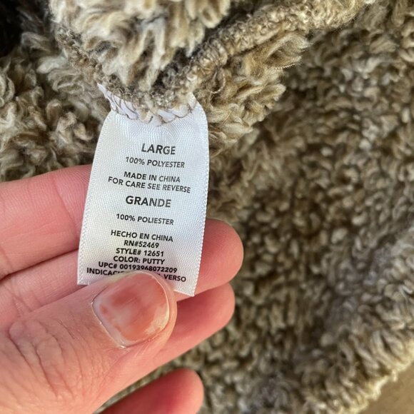 Alpine Sherpa Putty Brown Fuzzy 1/4 Zip Pullover Jacket Women’s Size Large - Picture 6 of 8